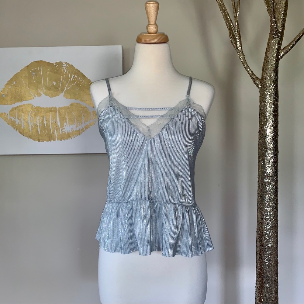 Silver Elodie Crop Tank, Size Large